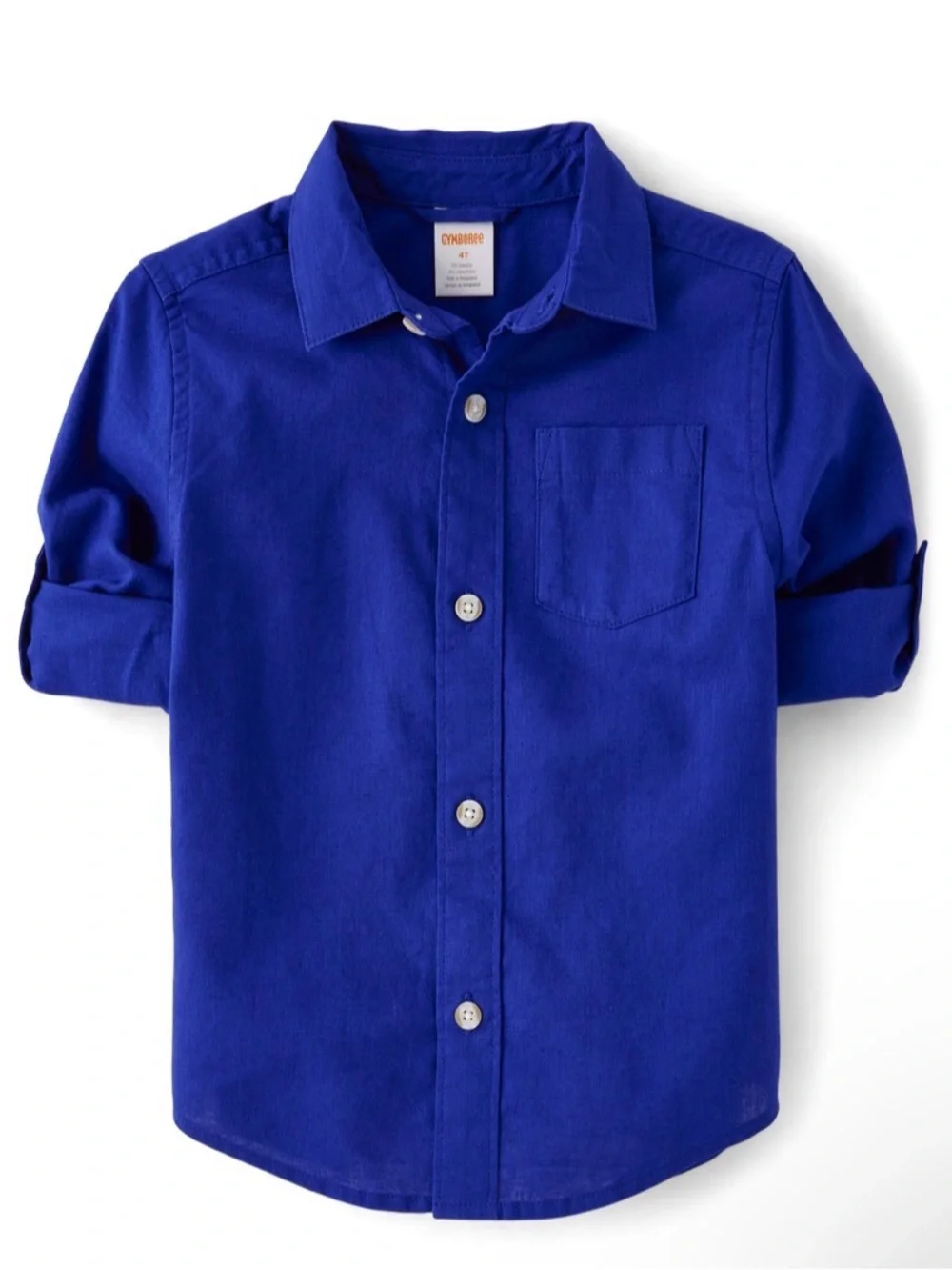 Gymboree Boys’ ‘Dad and Me’ Blue Linen-Blend Button Down Shirt Size 6